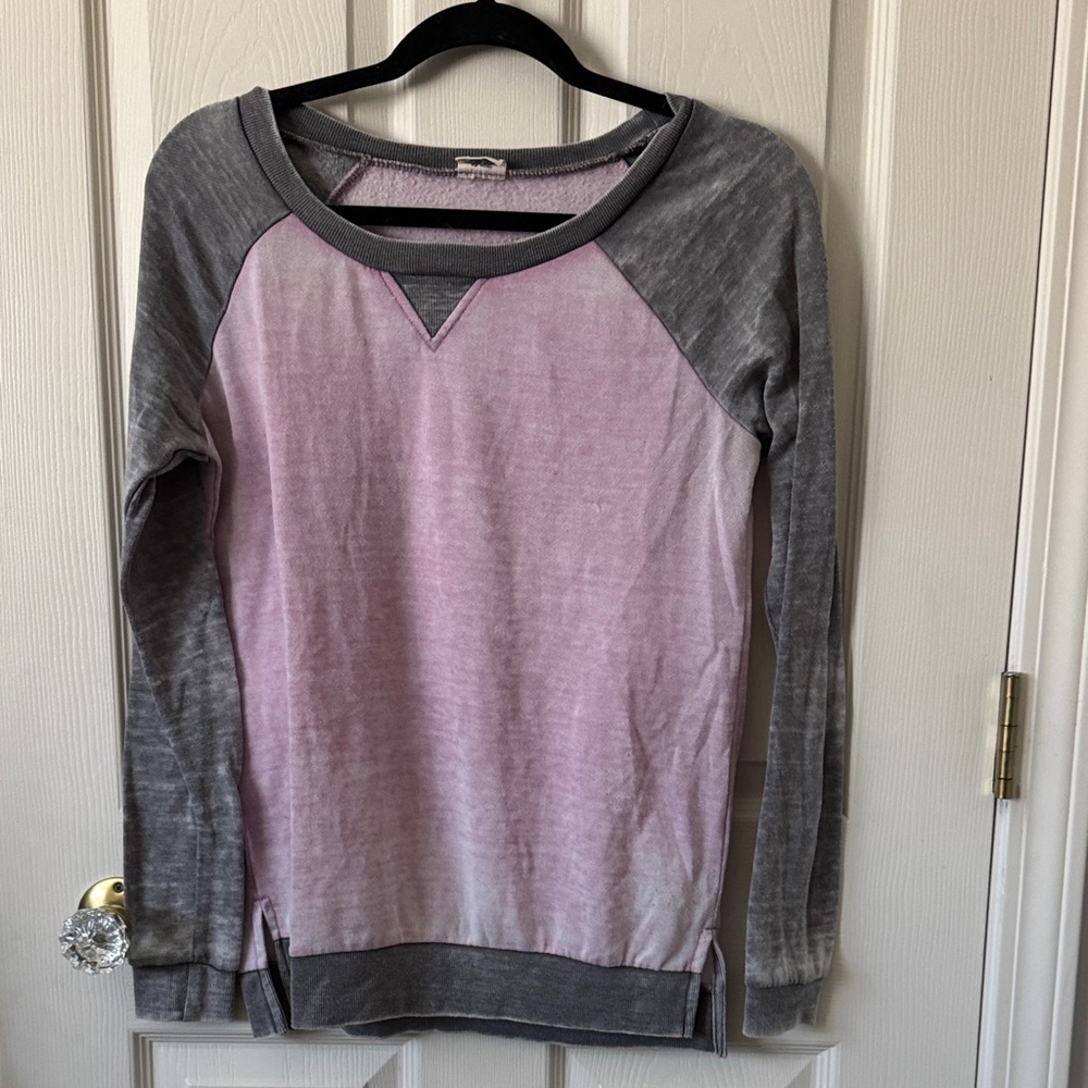 Gray and Pink Long Sleeve Top